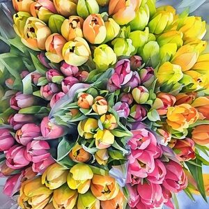 Fine Art Watercolor Print "Tulips" by Sandra Boos Photography 10x10 Print